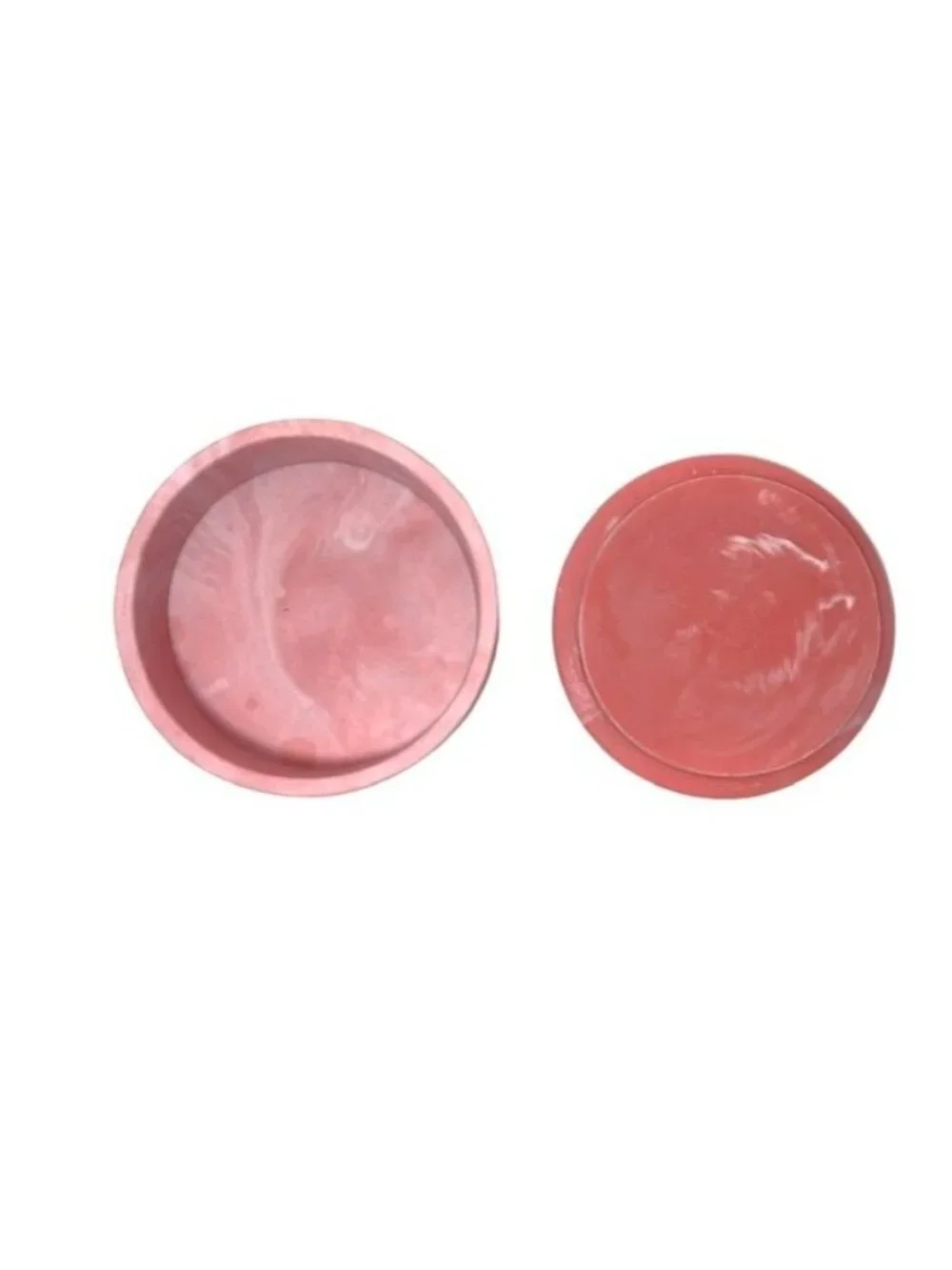 Vintage Pink Embossed Butterfly & Floral Round Incolay Trinket Box With Lid